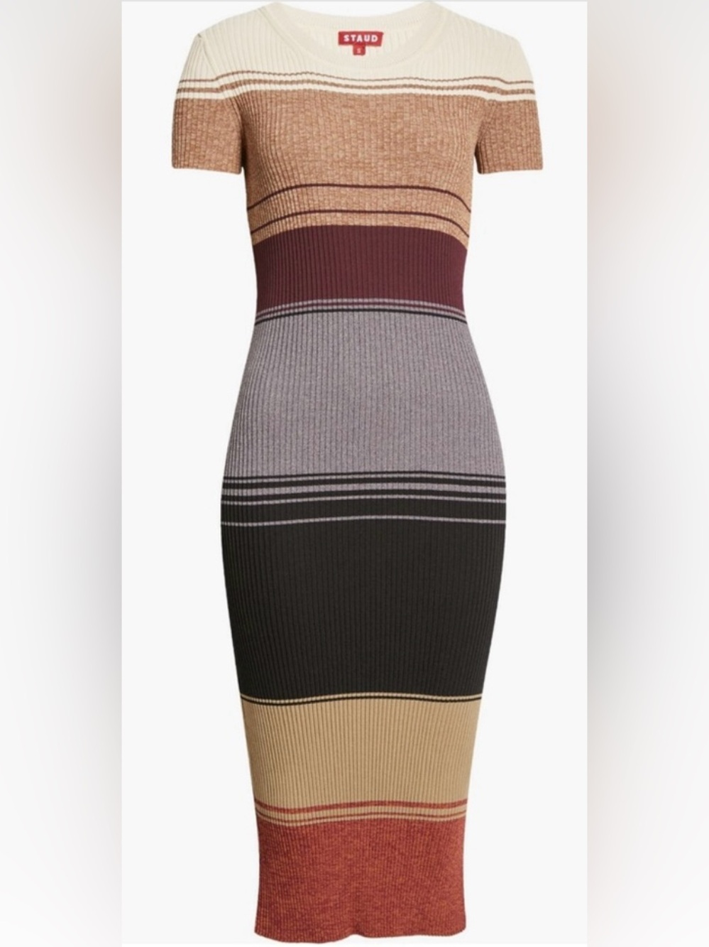 STAUD Colleen Ribbed Knit Midi Dress Small
 NWOT